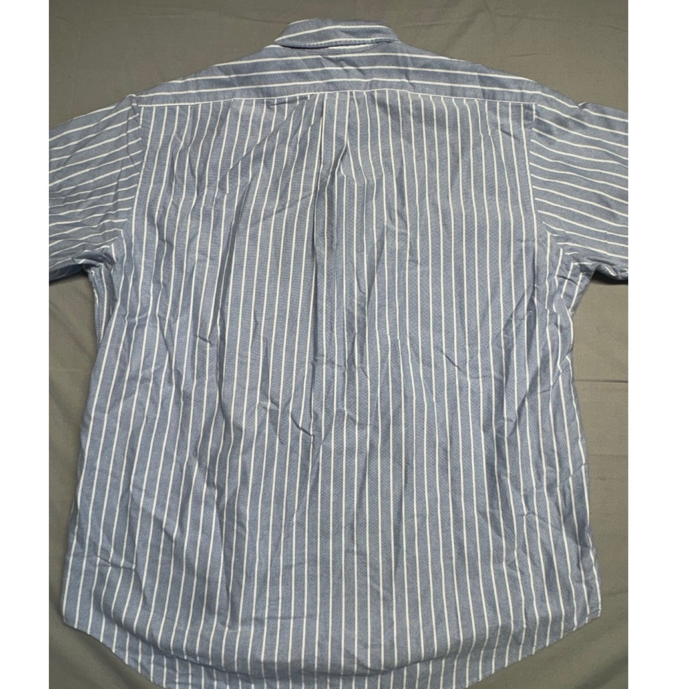 Polo Ralph Lauren Blake Mens XL Blue White Striped Short Sleeve Cotton Shirt - Picture 4 of 6